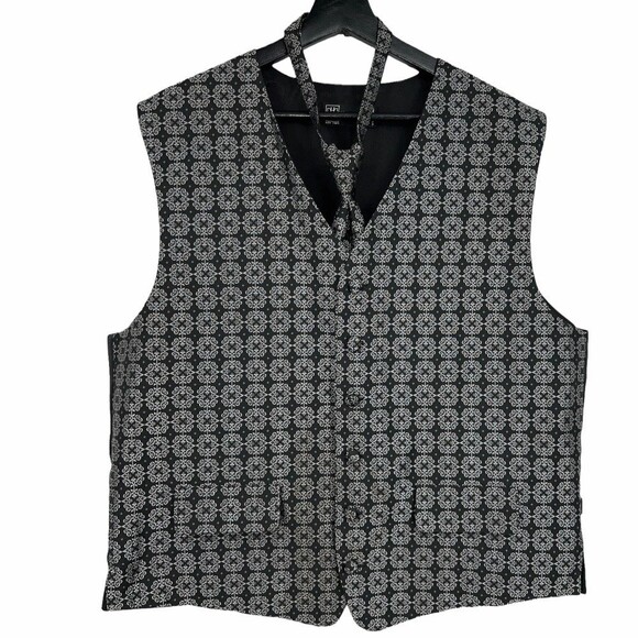 Tuxedo Vest Formal wear Necktie Mel Howard Vintage Black Silver Large - Picture 3 of 10
